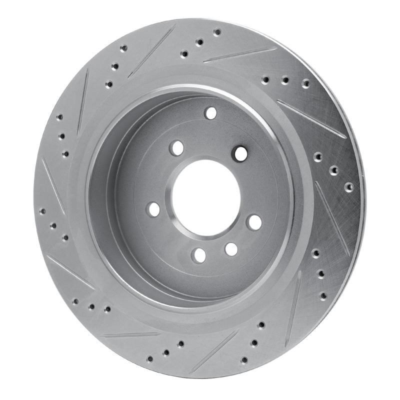 Land Rover LR4 Brake Rotor (1) - Rear Right - R1 Concepts - Drilled & Slotted - Silver - `05-`16